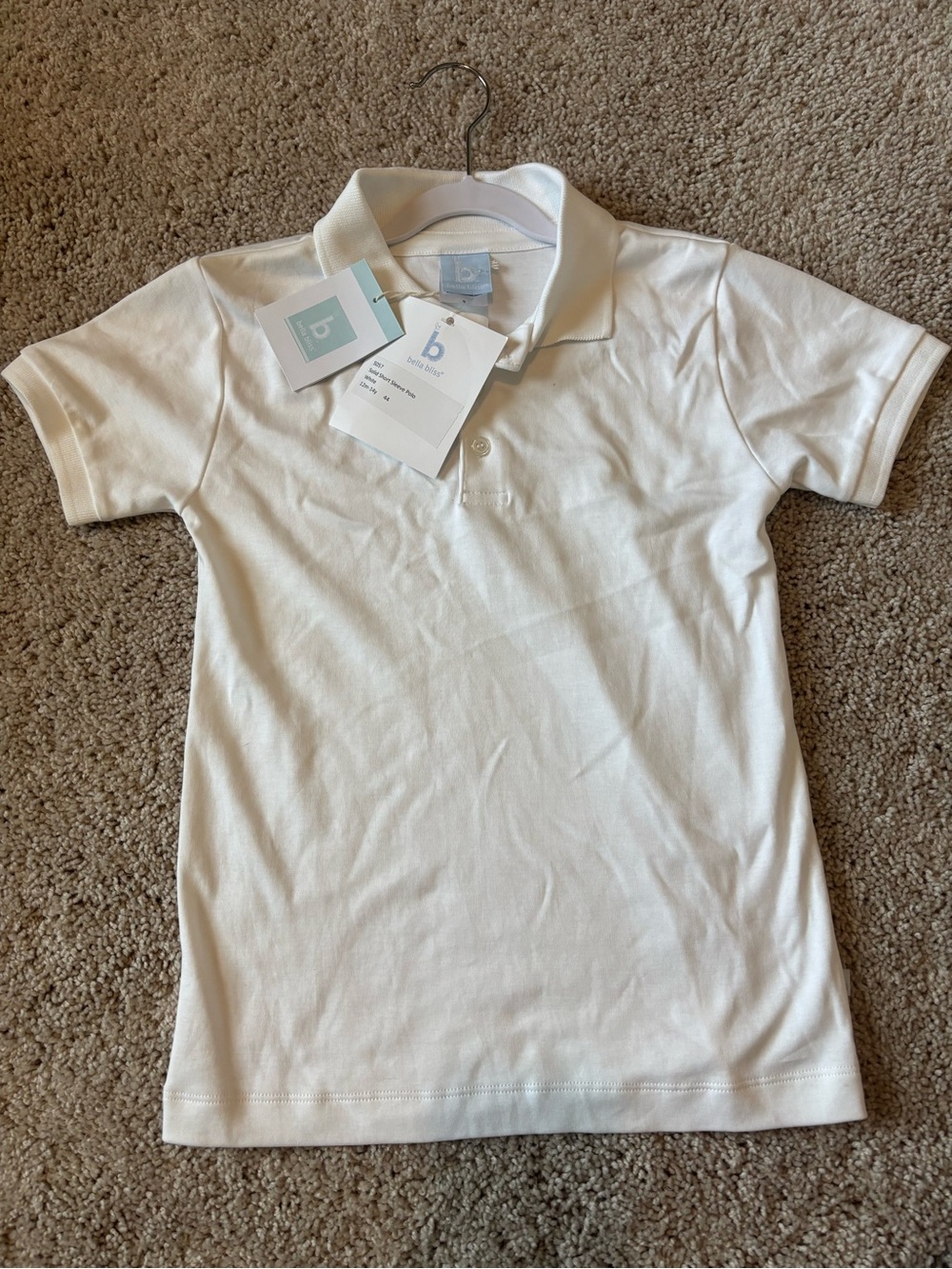 NWT Bella Bliss Kids Solid Short Sleeve Polo Shirt White Size 8 School Prep